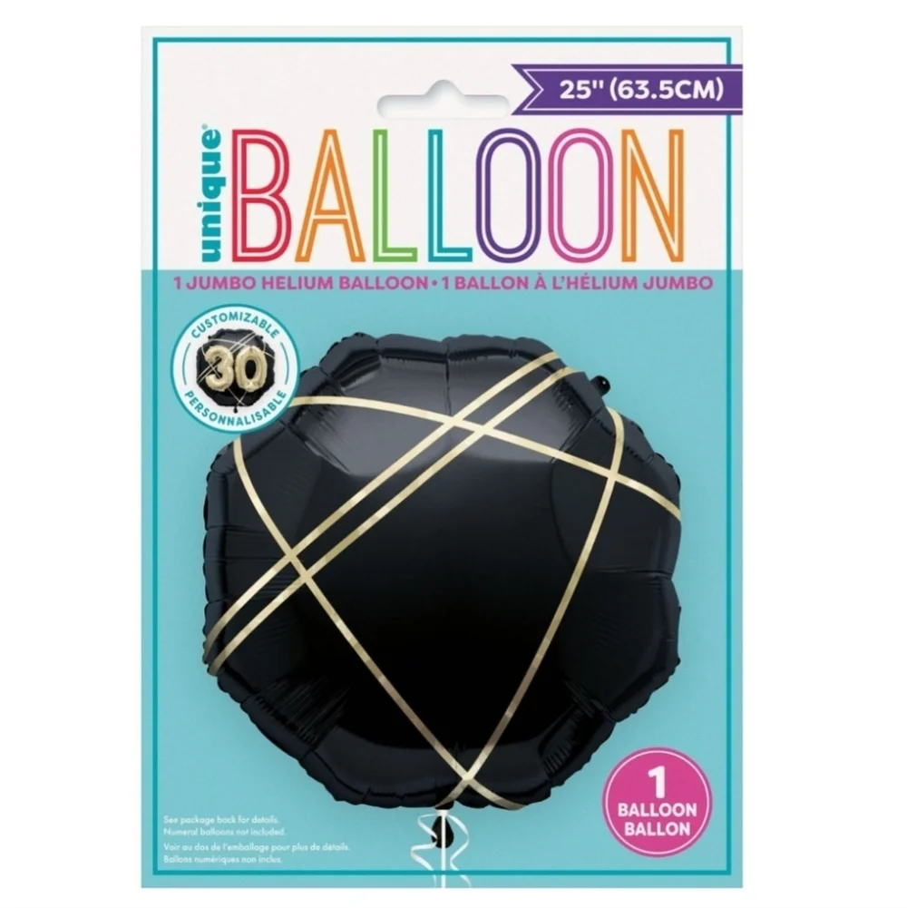 Unique Black and Gold Stripe Octagonal Shaped Foil Balloon